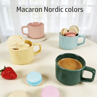 Dexam Lot de 4 petits gobelets en céramique, 120 ml, couleurs douces (jaune, bleu, vert, rose), gobelets à expresso ou à dessert - Publicité Dexam Lot de 4 petits gobelets en céramique, 120 ml, couleurs douces (jaune, bleu, vert, rose), gobelets à expresso ou à dessert - Publicité