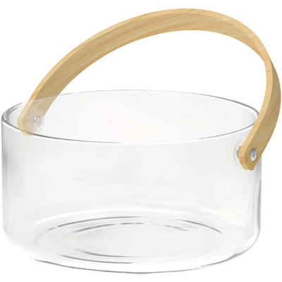 NUTS Saladier en verre borosilicate avec poignée en bambou transparent - 20 x 10,5 cm - Publicité NUTS Saladier en verre borosilicate avec poignée en bambou transparent - 20 x 10,5 cm - Publicité