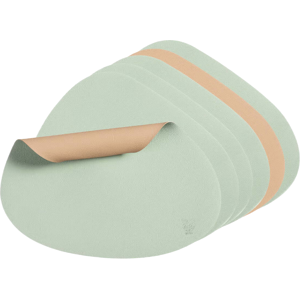 BJÖRN Lot de 6 sets de table réversibles incurvés en cuir recyclé - Rose pâle et vert pâle - Publicité BJÖRN Lot de 6 sets de table réversibles incurvés en cuir recyclé - Rose pâle et vert pâle - Publicité
