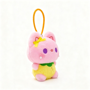 Porte-clés en peluche QD MRF, motif animal en forme de fruit, veste jaune, chat, 12 cm - Publicité Porte-clés en peluche QD MRF, motif animal en forme de fruit, veste jaune, chat, 12 cm - Publicité