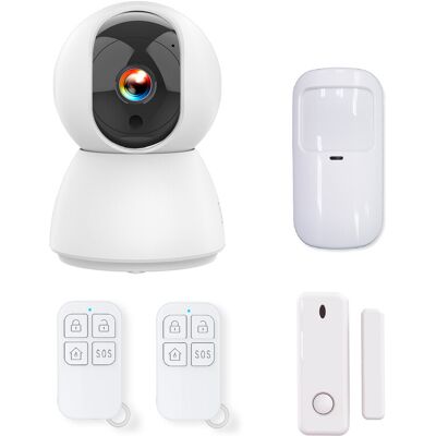 KYF Kit d’alarme extensible 434 MHz connecté Wi-Fi avec caméra IP PT 4MP, sirène intégrée 90 dB, détecteur de mouvement, capteur porte/fenêtre et télécommandes (x2) - Publicité KYF Kit d’alarme extensible 434 MHz connecté Wi-Fi avec caméra IP PT 4MP, sirène intégrée 90 dB, détecteur de mouvement, capteur porte/fenêtre et télécommandes (x2) - Publicité