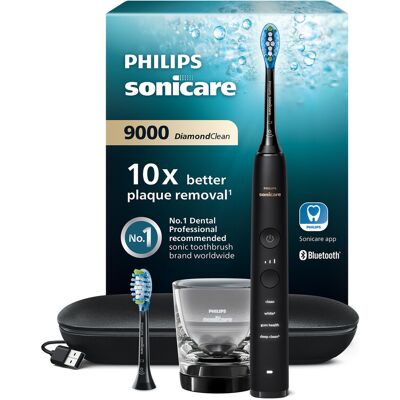 Philips Sonicare DiamondClean 9000 HX9913/18 Brosse à dents électrique avec application, capteur de pression, 4 modes de brossage, 3 niveaux d'intensité, verre de charge, coffret voyage USB - Noir - Publicité Philips Sonicare DiamondClean 9000 HX9913/18 Brosse à dents électrique avec application, capteur de pression, 4 modes de brossage, 3 niveaux d'intensité, verre de charge, coffret voyage USB - Noir - Publicité