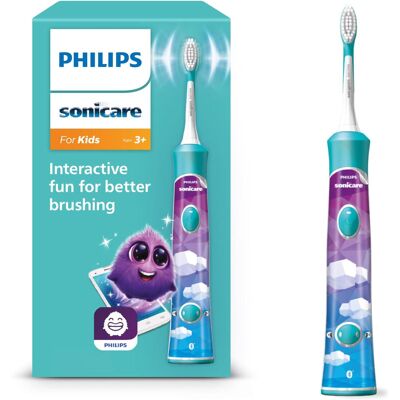 Philips Sonicare for Kids HX6322/04, brosse à dents électrique sonique avec application, pour enfant à partir de 3 ans, avec SmarTimer et QuadPacer pour un nettoyage en profondeur, turquoise - Publicité Philips Sonicare for Kids HX6322/04, brosse à dents électrique sonique avec application, pour enfant à partir de 3 ans, avec SmarTimer et QuadPacer pour un nettoyage en profondeur, turquoise - Publicité