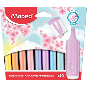 Maped Lot de 10 surligneurs, couleurs pastel - Publicité Maped Lot de 10 surligneurs, couleurs pastel - Publicité