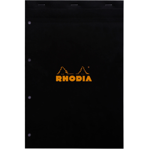 CLAIREFONTAINE Bloc agrafé Rhodia BLACK N°20 21x31,8 cm petits carreaux 5x5 80 feuillets perforation 4 trous 80 g - Publicité CLAIREFONTAINE Bloc agrafé Rhodia BLACK N°20 21x31,8 cm petits carreaux 5x5 80 feuillets perforation 4 trous 80 g - Publicité