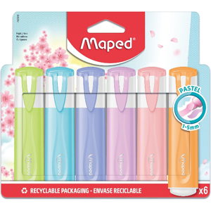 Maped Original Lot de 6 surligneurs fluo pastel - Publicité Maped Original Lot de 6 surligneurs fluo pastel - Publicité