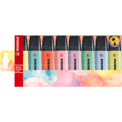 Surligneur Pastel STABILO Boss - Pack de 8 - Publicité Surligneur Pastel STABILO Boss - Pack de 8 - Publicité
