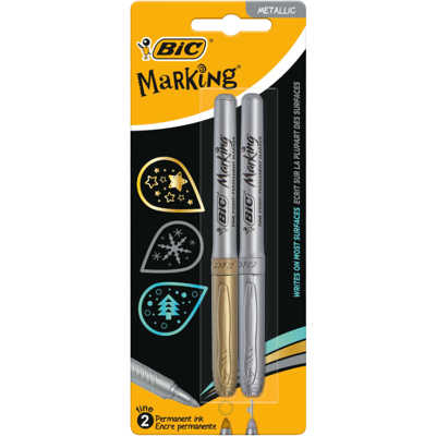 BIC Intensity Lot de 2 marqueurs permanents métalliques - Or et argent - Publicité BIC Intensity Lot de 2 marqueurs permanents métalliques - Or et argent - Publicité