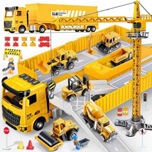 Terramus Coffret de camion porte-conteneurs musical à fonctionnement par frottement, avec 6 véhicules de chantier en alliage, grue de chantier en alliage, fonction catapulte, boutons de musique et pack d’accessoires de scène de chantier - Publicité Terramus Coffret de camion porte-conteneurs musical à fonctionnement par frottement, avec 6 véhicules de chantier en alliage, grue de chantier en alliage, fonction catapulte, boutons de musique et pack d’accessoires de scène de chantier - Publicité