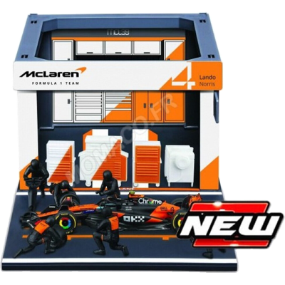 1/43 Bburago Pit-Stop McLaren MCL39 (véhicule + figurines de mécaniciens + paddock + accessoires) #4 Norris - Publicité 1/43 Bburago Pit-Stop McLaren MCL39 (véhicule + figurines de mécaniciens + paddock + accessoires) #4 Norris - Publicité