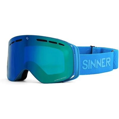 Sinner Masque De Ski Olympia+ Matte Sky Blue Double Blue Sintrast Vent/CAT3 Homme,Femme - Publicité Sinner Masque De Ski Olympia+ Matte Sky Blue Double Blue Sintrast Vent/CAT3 Homme,Femme - Publicité