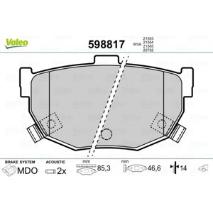 Jeu de plaquettes de frein VALEO 598817 - Essieu arrière - Publicité Jeu de plaquettes de frein VALEO 598817 - Essieu arrière - Publicité