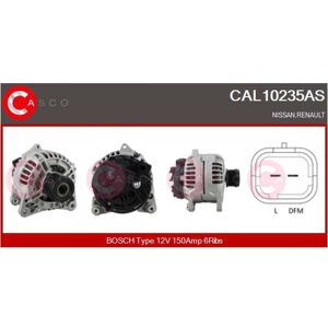 Casco 8058642089398 Alternateur - 150A, 6-rainures, avec régulateur, OEM: Nissan, Renault - Publicité Casco 8058642089398 Alternateur - 150A, 6-rainures, avec régulateur, OEM: Nissan, Renault - Publicité