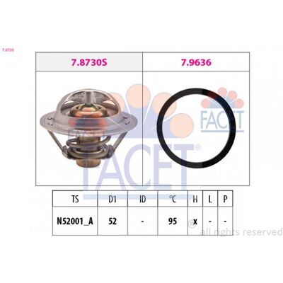 Thermostat d'eau FACET Modèle 7.8730 - Équivalent OE avec joint - Publicité Thermostat d'eau FACET Modèle 7.8730 - Équivalent OE avec joint - Publicité
