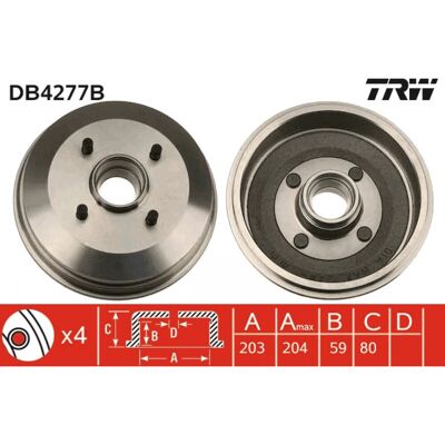 TRW Tambour de Frein - Ford Fiesta 4, Escort 6, KA 3 - Tambour de frein - Publicité TRW Tambour de Frein - Ford Fiesta 4, Escort 6, KA 3 - Tambour de frein - Publicité