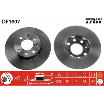 TRW Disque de frein DF1607 - 236mm, 10mm, Noir - Disque de frein - Publicité TRW Disque de frein DF1607 - 236mm, 10mm, Noir - Disque de frein - Publicité