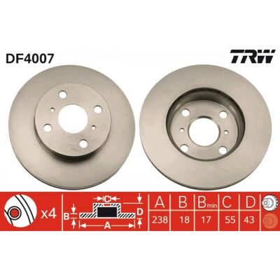TRW Starlet Disque de frein ventilé - Disque de frein - Publicité TRW Starlet Disque de frein ventilé - Disque de frein - Publicité