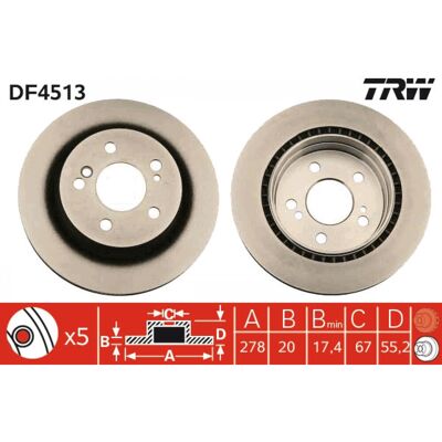 TRW DF4513 Disque de frein ventilé - Disque de frein - Publicité TRW DF4513 Disque de frein ventilé - Disque de frein - Publicité