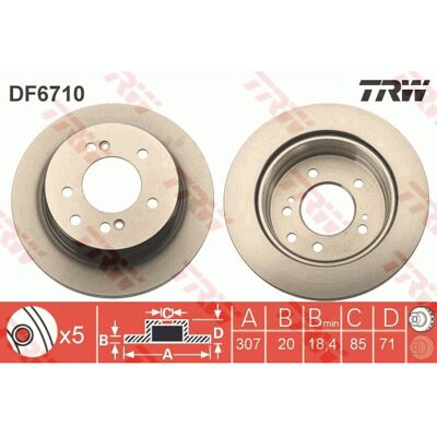 TRW DF6710 Disque de Frein - Ventilé, Peint, 5 Troux - Publicité TRW DF6710 Disque de Frein - Ventilé, Peint, 5 Troux - Publicité