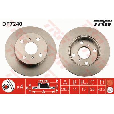 TRW Disque de frein Toyota Starlet IV 11mm 100mm - Disc Brake - Publicité TRW Disque de frein Toyota Starlet IV 11mm 100mm - Disc Brake - Publicité