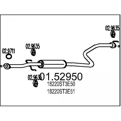 MTS - 01.52950 - 2440 - HONDA CIVIC 6 - Silencieux moyen - Publicité MTS - 01.52950 - 2440 - HONDA CIVIC 6 - Silencieux moyen - Publicité