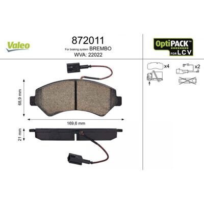 VALEO 872011 Plaquettes de frein avant - Contact de signal d'usure inclus - Publicité VALEO 872011 Plaquettes de frein avant - Contact de signal d'usure inclus - Publicité