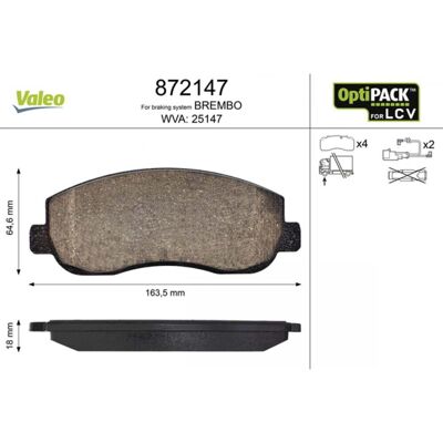 VALEO 872147 Plaquettes de frein avant - Contact de signal d'usure, Conditions difficiles - Publicité VALEO 872147 Plaquettes de frein avant - Contact de signal d'usure, Conditions difficiles - Publicité