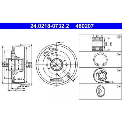ATE Tambour de frein - Modèle 24.0218-0732.2 pour Renault, Dacia, Twingo, Clio - Publicité ATE Tambour de frein - Modèle 24.0218-0732.2 pour Renault, Dacia, Twingo, Clio - Publicité