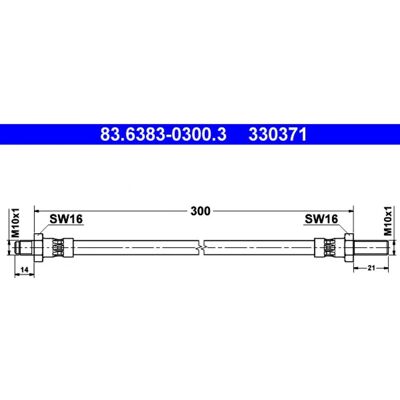 Flexible de frein Ate - M10x1, 300mm - Flexible de frein - Publicité Flexible de frein Ate - M10x1, 300mm - Flexible de frein - Publicité