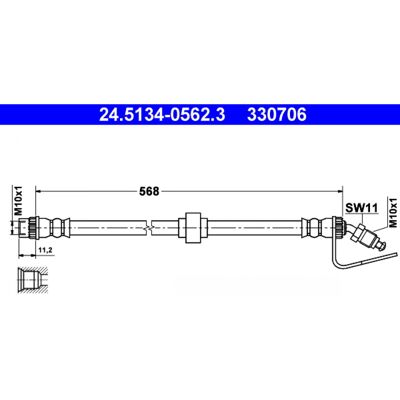 Flexible de frein Ate - M10x1, 568mm, Bleu, Opel/Renault/Vauxhall - Publicité Flexible de frein Ate - M10x1, 568mm, Bleu, Opel/Renault/Vauxhall - Publicité