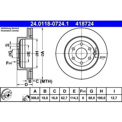Disque de frein ventilé ATE 24.0118-0724.1 pour Nissan - Publicité Disque de frein ventilé ATE 24.0118-0724.1 pour Nissan - Publicité
