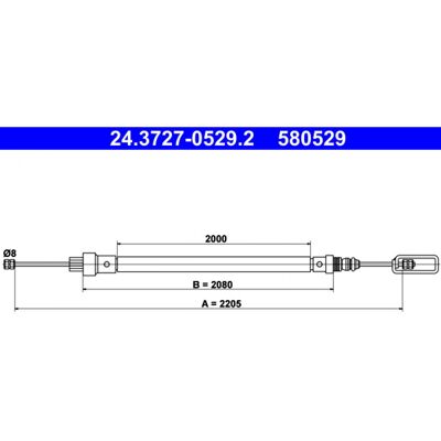 Câble de frein de stationnement ATE 24.3727-0529.2 pour Peugeot 806 MPV, Citroën Evasion, Fiat Ulysse I - Publicité Câble de frein de stationnement ATE 24.3727-0529.2 pour Peugeot 806 MPV, Citroën Evasion, Fiat Ulysse I - Publicité