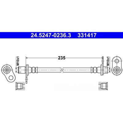 Ate MN116236 Flexible de Frein - Intérieur Arrière Droit - 235mm - Publicité Ate MN116236 Flexible de Frein - Intérieur Arrière Droit - 235mm - Publicité