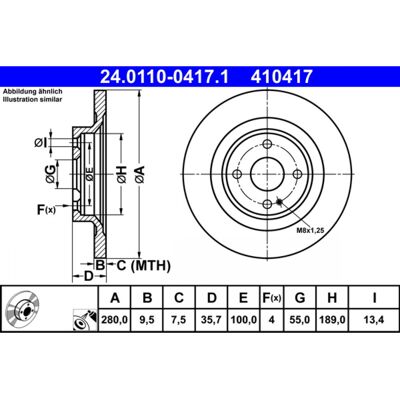 Disque de frein Abarth Fiat 124 Spider - 280mm, 9,5mm, 4 trous - Revêtu complet - Publicité Disque de frein Abarth Fiat 124 Spider - 280mm, 9,5mm, 4 trous - Revêtu complet - Publicité