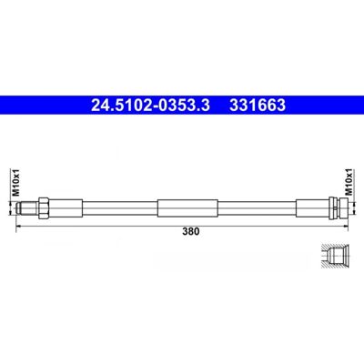 Flexible de frein Ford Transit - M10x1, 380mm, Bleu - Publicité Flexible de frein Ford Transit - M10x1, 380mm, Bleu - Publicité
