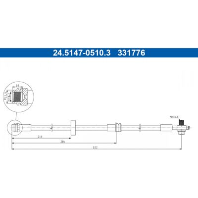 Flexible de frein Ate - M10x1.5, 523mm, Audi A2 - Publicité Flexible de frein Ate - M10x1.5, 523mm, Audi A2 - Publicité