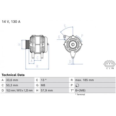 Alternateur Bosch 0 986 085 610 - 14V 130A pour Kia, Hyundai - Publicité Alternateur Bosch 0 986 085 610 - 14V 130A pour Kia, Hyundai - Publicité