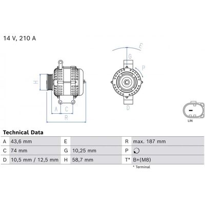 Bosch 0986085670 Alternateur - 14V 210A pour Ford Transit V363, V362 - Publicité Bosch 0986085670 Alternateur - 14V 210A pour Ford Transit V363, V362 - Publicité