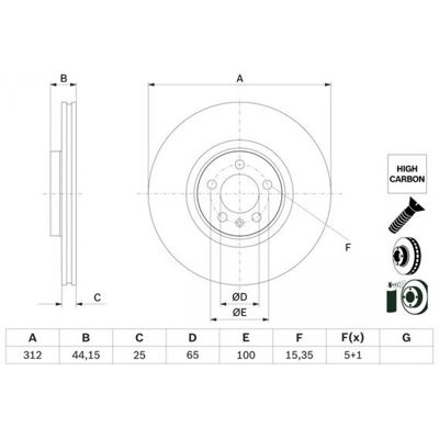Bosch 0 986 479 H30 Disque de frein ventilé à haute teneur en carbone pour Audi A1 - Disque de frein - Publicité Bosch 0 986 479 H30 Disque de frein ventilé à haute teneur en carbone pour Audi A1 - Disque de frein - Publicité