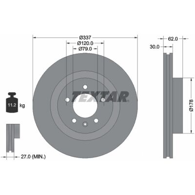 TEXTAR 92134603 - Disque ventilé revêtu à l'intérieur pour Land Rover - Publicité TEXTAR 92134603 - Disque ventilé revêtu à l'intérieur pour Land Rover - Publicité