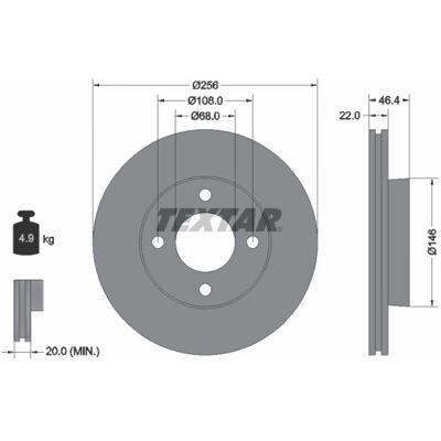 TEXTAR 92026000 Disque de frein ventilé pour Audi 80 B3, 90 B3, 100 C3 - Disque de Frein - Publicité TEXTAR 92026000 Disque de frein ventilé pour Audi 80 B3, 90 B3, 100 C3 - Disque de Frein - Publicité