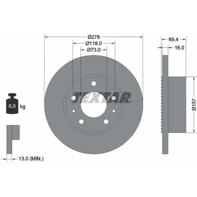 TEXTAR Disque de Frein 118mm - Brake Disc - Publicité TEXTAR Disque de Frein 118mm - Brake Disc - Publicité