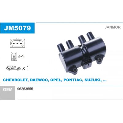 Bobine d'allumage Janmor JM5079 - Compatibilité véhicule - Publicité Bobine d'allumage Janmor JM5079 - Compatibilité véhicule - Publicité