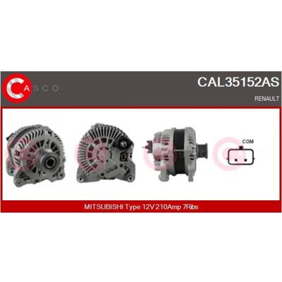 CASCO CAL35152AS Alternateur - 12V, 210A, Renault Scenic 3, Megane 3 - Publicité CASCO CAL35152AS Alternateur - 12V, 210A, Renault Scenic 3, Megane 3 - Publicité