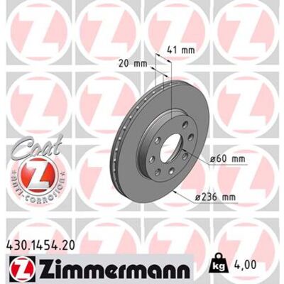 Zimmermann Coat Z 430.1454.20 Disque de frein ventilé - Pièce de frein - Publicité Zimmermann Coat Z 430.1454.20 Disque de frein ventilé - Pièce de frein - Publicité