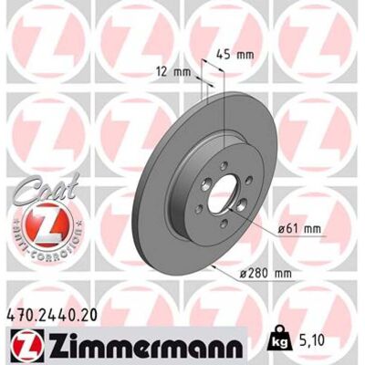 ZIMMERMANN Disque de Frein 470.2440.20 - Disque de Frein - Publicité ZIMMERMANN Disque de Frein 470.2440.20 - Disque de Frein - Publicité