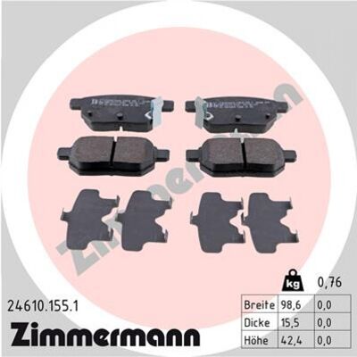 Zimmermann Plaquettes de frein arrière pour Aston Martin Cygnet Toyota Auris Corolla - Système de freinage, 4 pièces - Publicité Zimmermann Plaquettes de frein arrière pour Aston Martin Cygnet Toyota Auris Corolla - Système de freinage, 4 pièces - Publicité