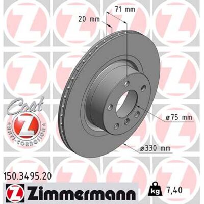 ZIMMERMANN Modèle 150.3495.20 Disque de frein ventilé - Disque de frein - Publicité ZIMMERMANN Modèle 150.3495.20 Disque de frein ventilé - Disque de frein - Publicité