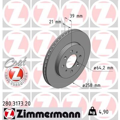 ZIMMERMANN Honda Jazz Disque de Frein Ventilé - Disque de Frein - Publicité ZIMMERMANN Honda Jazz Disque de Frein Ventilé - Disque de Frein - Publicité