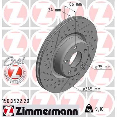 ZIMMERMANN Disque de frein BMW - Ventilé, Rainuré, 150.2922.20 - Publicité ZIMMERMANN Disque de frein BMW - Ventilé, Rainuré, 150.2922.20 - Publicité